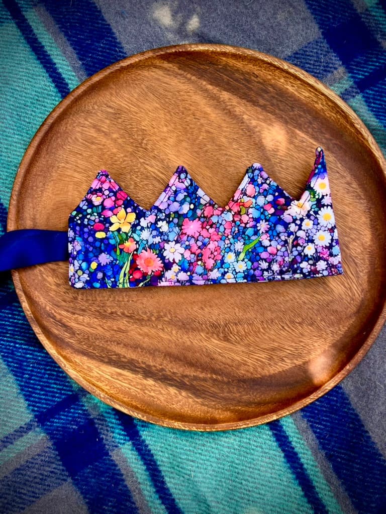 Midnight Garden handmade fabric birthday crown